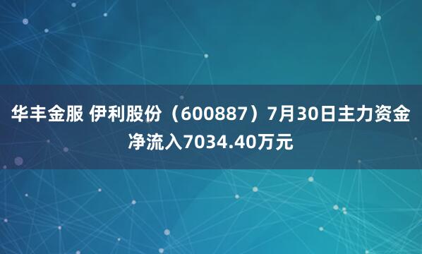 华丰金服 伊利股份（600887）7月30日主力资金净流入7034.40万元